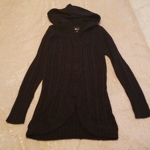 Black hooded sweater cardigan